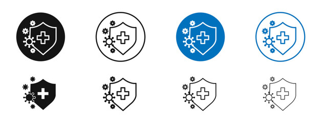 Immune system vector icon in black and blue colors