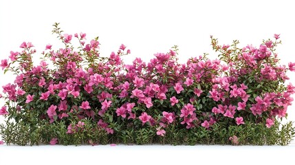 Aufkleber - Tropical plant fence bush shrub surfinia pink tree isolated on white background with clipping path : Generative AI