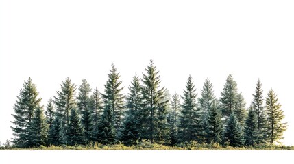 Aufkleber - View of a High definition Treeline isolated on a white background : Generative AI