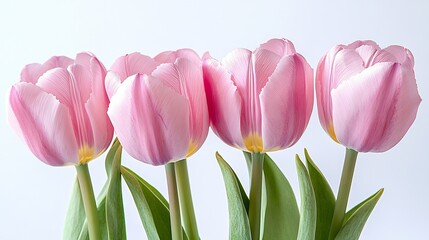 Aufkleber - Pink  tulips   flowers on a white isolated background with clipping path Flowers on a stem Closeup Nature : Generative AI
