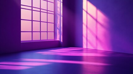 Poster - Abstract purple studio background for product presentation Empty room with shadows of window Display product with blurred backdrop : Generative AI