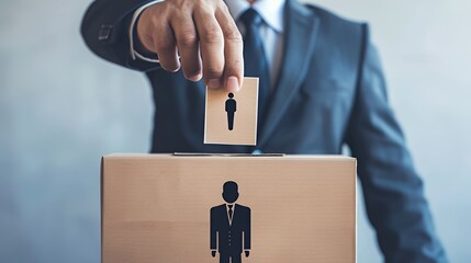 A person casting a vote into a ballot box during an election.