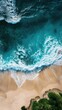 © Jensen Art Co - Beautiful Azure Beach Along a Tropical Coastline Background, Island Blue Ocean Water Cruise Travel and Tourism Wallpaper, Sea Nature Beachfront Landscape Top Down Drone Shot View Calm Tranquil Scenery