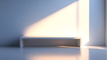 Leinwandbilder - Empty abstract blank table  empty copy space for design and product display blank white space background illuminated with bright light white empty geometrical background stage for prod : Generative AI