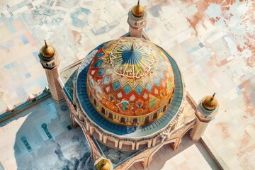 Canvas Print - A depiction of a structure with a dome-shaped roof, suitable for architectural or design-related uses