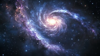 Wall Mural - A stunning spiral galaxy with vibrant colors and stars in a cosmic background.