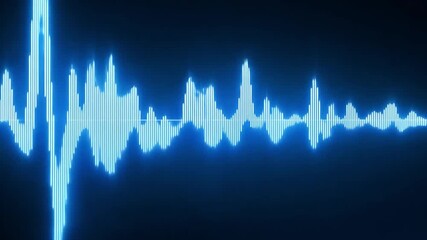 Leinwandbilder - Visual representation of sound waves in blue, showcasing audio frequencies with varying amplitudes against a dark backdrop.