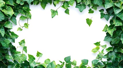 Wall Mural - Jungle bush of threeleaved wild vine cayratia or bush grape liana ivy plant growing with long pepper plant in wild nature frame jungle border isolated on white with clipping path : Generative AI