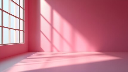 Leinwandbilder - Abstract pink studio background for product presentation Empty gray room with shadows of window Display product with blurred backdrop : Generative AI