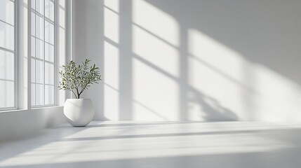 Leinwandbilder - Abstract white studio background for product presentation Empty room with shadows of window Display product with blurred backdrop : Generative AI