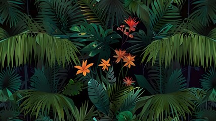 Wall Mural - palm wallpaper leaf art flower exotic nature tropical bird Generative AI