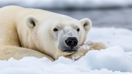 Polar Bear Resting on Ice