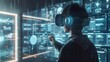 © kinara art design - A person using virtual reality technology to interact with digital displays.