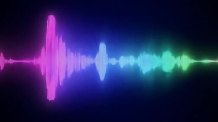 Poster - Colorful sound waves display vibrant peaks and valleys, illustrating audio frequencies in shades of pink, blue, and green against a dark background.