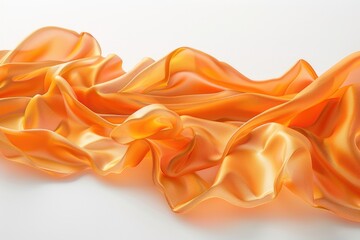 Wall Mural - A close-up shot of orange fabric on a white background