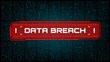 © Vector Tradition - Data breach, cyber attack threat and hackers danger warning alert red banner, vector digital technologies and cyber network security. Data breach warning screen background with binary code numbers