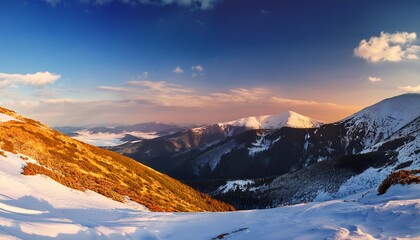 Wall Mural - carpathian mountain landscape panorama of snow mountain