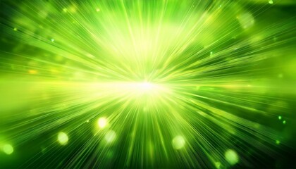 Poster - abstract glowing green light effect with sparkling rays