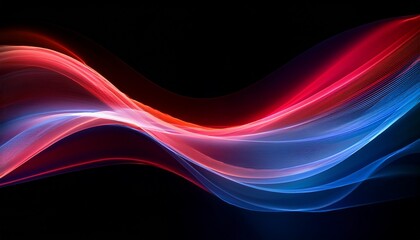 Wall Mural - a multicolored wave of light against a black backdrop a red and blue overlay beneath