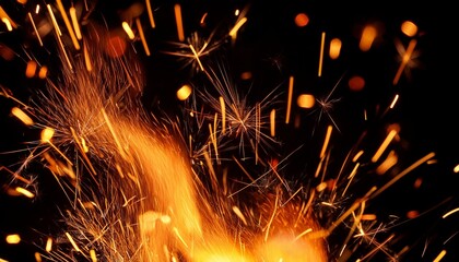 Poster - detail of fire sparks isolated on black background