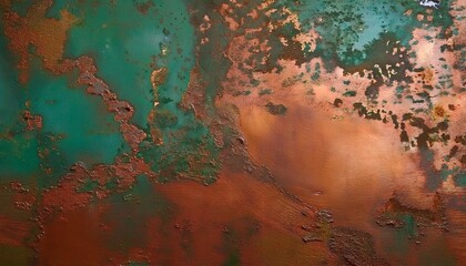 Wall Mural - weathered metallic textures in copper and bronze with hints of verdigris green