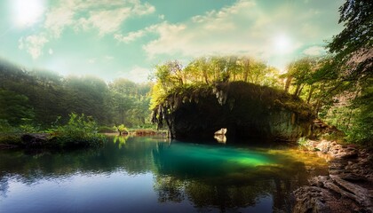 Wall Mural - enchanted lake of the fairy grotto