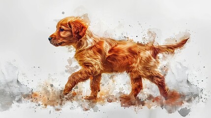 Canvas Print - Golden Retriever Puppy Watercolor Art