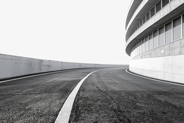 Sticker - A classic black and white image of a winding road