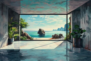 Wall Mural - Modern Minimalist Coastal View