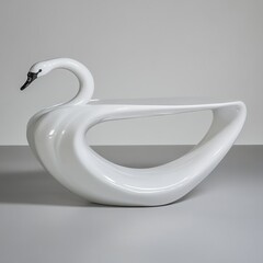 Sticker - A white sculpture of a swan sitting on top of the table, AI