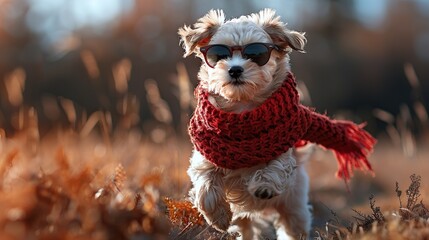 Canvas Print - A Stylish Doggo on a Fall Walk