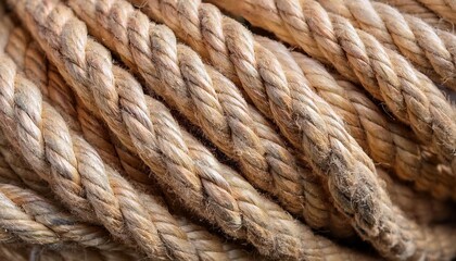 image description a close up of a natural fiber rope the rope is made of twisted strands of jute or sisal and has a rough textured surface