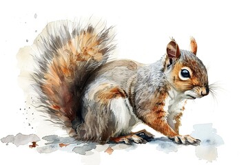 Canvas Print - Watercolor Squirrel Illustration