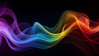 Wall Mural - beautiful and colorful rainbow waves smoke fog flows on dark background