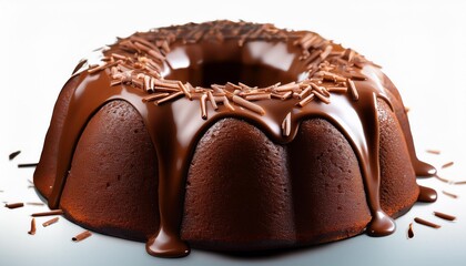 Wall Mural - freshly baked chocolate bundt cake with rich glaze shavings