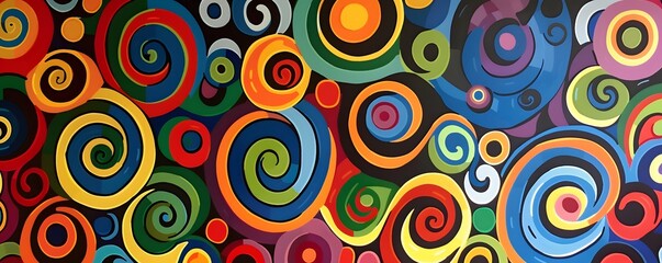 Wall Mural - Abstract Colorful Swirls and Circles Pattern