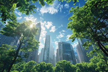 Canvas Print - A sunny day in the city park with trees and greenery, perfect for outdoor activities or as a backdrop