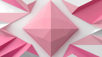 Canvas Print - Pink Polygonal Pattern Generative AI