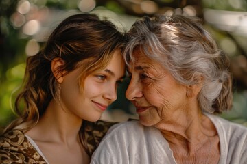 Two women, one older and one younger, share a momentous glance