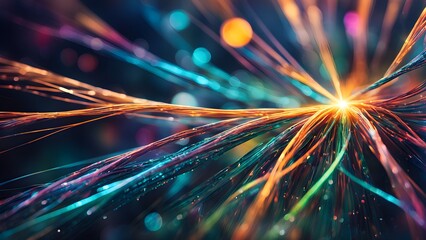A colorful, abstract image of a light bulb with a rainbow of colors
