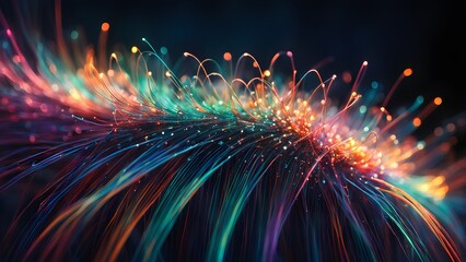 A colorful, abstract image of a flower made of light