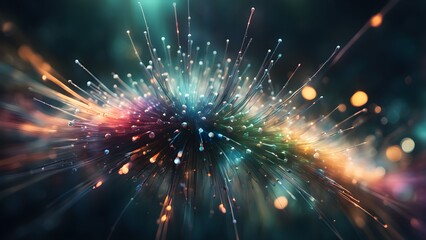 A colorful, abstract image of a starburst with many different colored lights