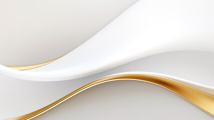 Wall Mural - Abstract background with white and gold flowing curves.