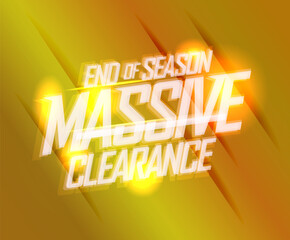 Wall Mural - End of season massive clearance sale lettering web banner or flyer mockup with golden backdrop