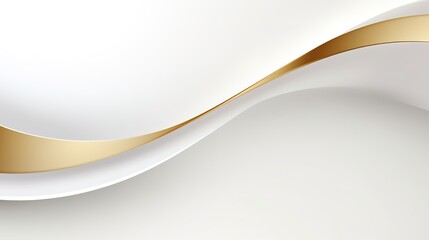 Wall Mural - Abstract background with white and gold wavy lines.