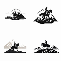 Poster - Riding horse logo design vector template