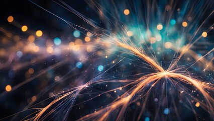 A colorful, abstract image with many small dots and lines