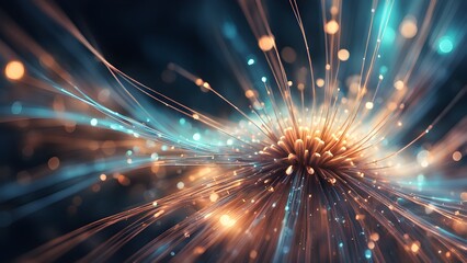 A colorful, abstract image of a flower with bright orange and blue colors