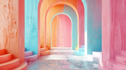 Wall Mural - Soft Pastel Minimalism: 3D Rendered Abstract Background