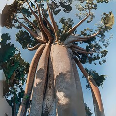 Poster -  baobab-plant-adansonia-grandidieri-grows-majestically-with-writhing-stems-and-lush-leaves